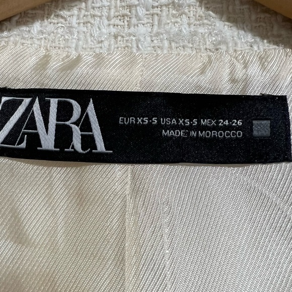ZARA Tweed Cream Cropped Button Up Jacket, Size X-Small, #377 - Picture 3 of 12